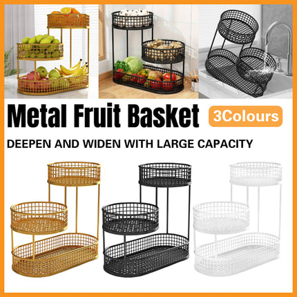 Fruit Basket 3 Tier Aesthetic Metal Stand for Kitchen Counter Dining Room Use
