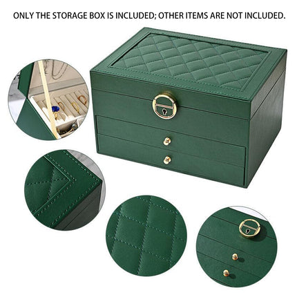 Jewelry Organizer Box 3 Layer leather Storage Case for Rings Earrings Necklaces