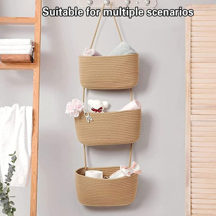 3 Layer Wall Mounted Storage Basket Hanging Organizer Rack for Household Items