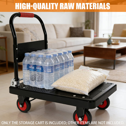 Folding Flatbed Trolley Cart 72x48cm Silent Wheels for Warehouse Home Use