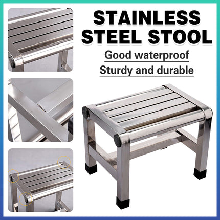 Household Waterproof Stainless Steel Square Stool  Anti Slip Durable SpaceSaving
