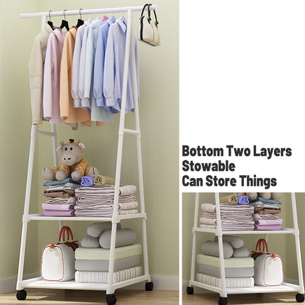 Clothes Drying Rack Floor Standing Coat Hanger V Belt Wheel Style for Bedroom