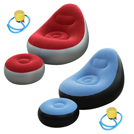 Inflatable Folding Lazy Sofa Chair PVC Air Recliner With Pump Backrest Seat Bed
