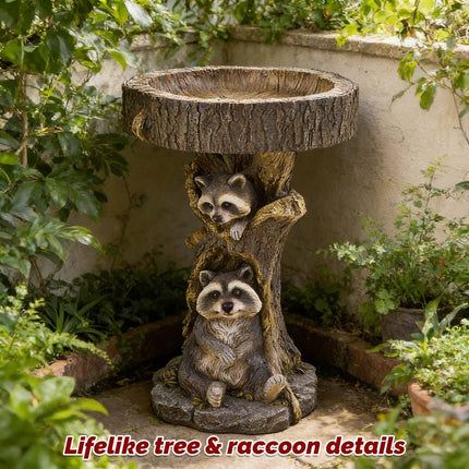 Outdoor Resin Bird Feeder Garden Ornament Tree Stump Bird Bath Decoration