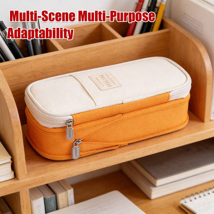 Expandable Canvas Pencil Case 3 Colours Zip Pouch