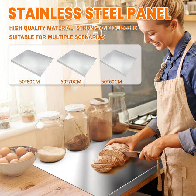 Stainless Steel Pastry Board Dough Kneading Rolling Cutting Pad Counter Hook