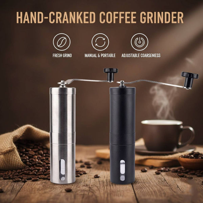 Stainless Steel Manual Coffee Grinder Ceramic Burr Portable Silver Black
