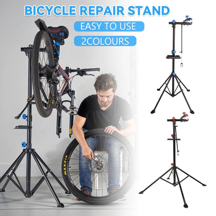 Steel Foldable Bike Repair Stand Blue or Red Accents