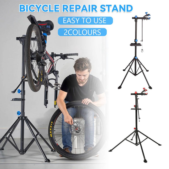 Steel Foldable Bike Repair Stand Blue or Red Accents