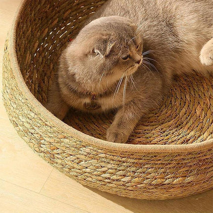 Cat Bed Cat Scratch Board Rattan Woven Pet Bed for Cat Comfortable Pet Furniture