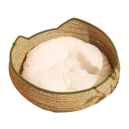 Cat Bed Cat Scratch Board Rattan Woven Pet Bed for Cat Comfortable Pet Furniture