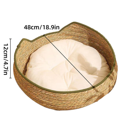 Cat Bed Cat Scratch Board Rattan Woven Pet Bed for Cat Comfortable Pet Furniture