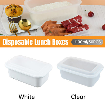 30PCS Disposable Takeout Lunch Box 1100ml Food-Grade PP Restaurant Home Delivery