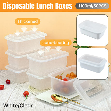 30PCS Disposable Takeout Lunch Box 1100ml Food-Grade PP Restaurant Home Delivery