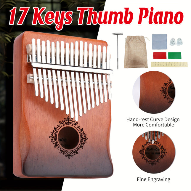 17-Key Beginner Thumb Piano Portable Instrument for Music Learning and Practice
