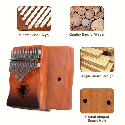 17-Key Beginner Thumb Piano Portable Instrument for Music Learning and Practice