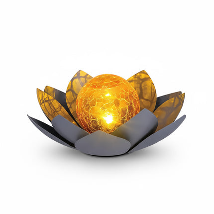 Solar Powered Lotus Flower Lamp Outdoor Garden Decor IP44 Durable Grey/Blue