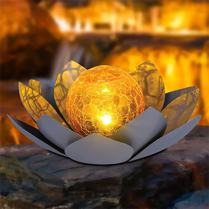 Solar Powered Lotus Flower Lamp Outdoor Garden Decor IP44 Durable Grey/Blue