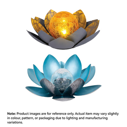 Solar Powered Lotus Flower Lamp Outdoor Garden Decor IP44 Durable Grey/Blue