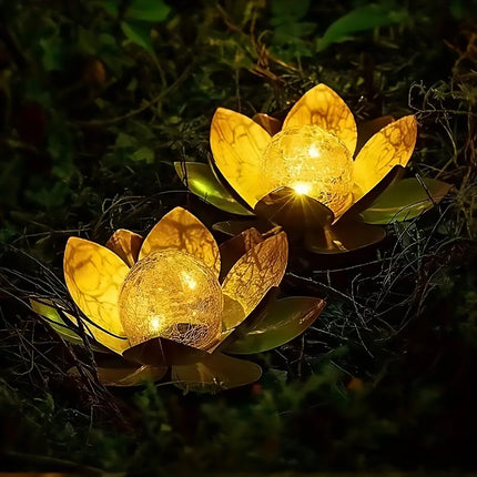 Solar Powered Lotus Flower Lamp Outdoor Garden Decor IP44 Durable Grey/Blue