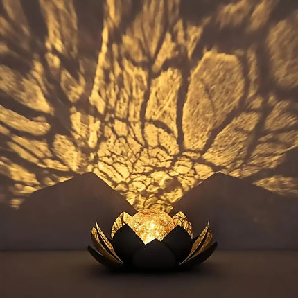 Solar Powered Lotus Flower Lamp Outdoor Garden Decor IP44 Durable Grey/Blue