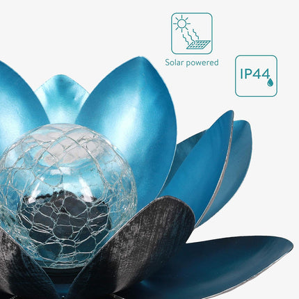 Solar Powered Lotus Flower Lamp Outdoor Garden Decor IP44 Durable Grey/Blue