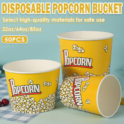 50pcs Popcorn Bucket Paper Cup Cinema KTV Snack Container for Party Movie Night