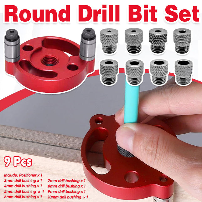9pcs Center Hole Drill Guide Set Vertical Positioner DIY Round Woodworking Tool