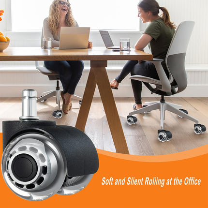 5PCS Silent Office Chair Caster Wheels Transparent Double Roller Replacement Set