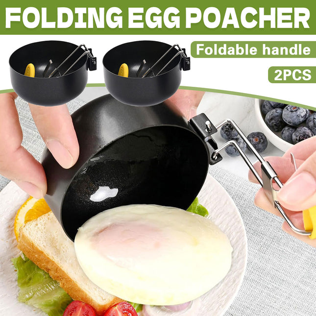 2PCS Collapsible Ear Hanging Non-Stick Heat Resistant Round Egg Steamer