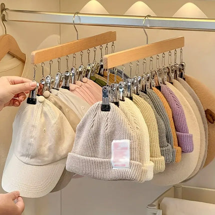 Solid Wood 12 Peg Clip Hanger Socks Tie Scarf Closet Storage Organiser