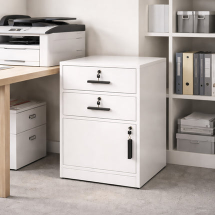 Vertical Steel File Cabinet 2 Drawer Sturdy Office Storage Lockable Heavy Duty