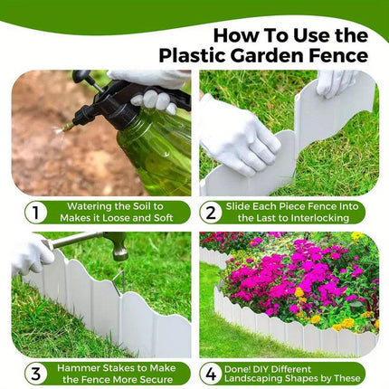 20PCS Garden Edging Fence Decorative Plastic Lawn Border Panels Landscaping