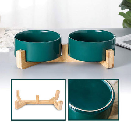 Ceramic Pet Bowl Double Cat Food Bowl Dog Water Bowl Feeding Drinking Bowl Set