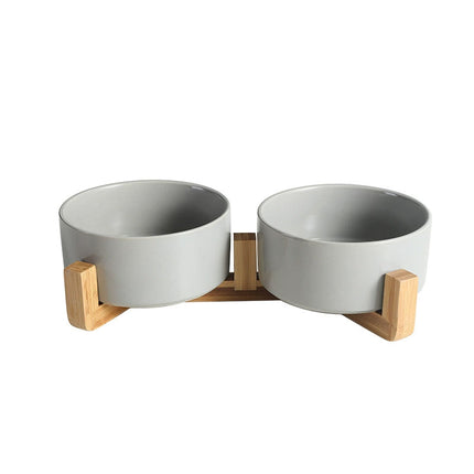 Ceramic Pet Bowl Double Cat Food Bowl Dog Water Bowl Feeding Drinking Bowl Set