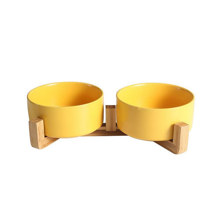 Ceramic Pet Bowl Double Cat Food Bowl Dog Water Bowl Feeding Drinking Bowl Set