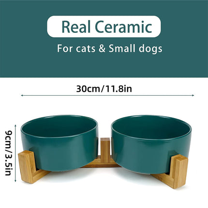 Ceramic Pet Bowl Double Cat Food Bowl Dog Water Bowl Feeding Drinking Bowl Set
