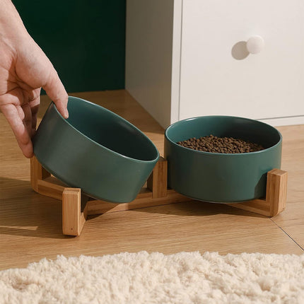Ceramic Pet Bowl Double Cat Food Bowl Dog Water Bowl Feeding Drinking Bowl Set