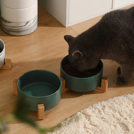 Ceramic Pet Bowl Double Cat Food Bowl Dog Water Bowl Feeding Drinking Bowl Set
