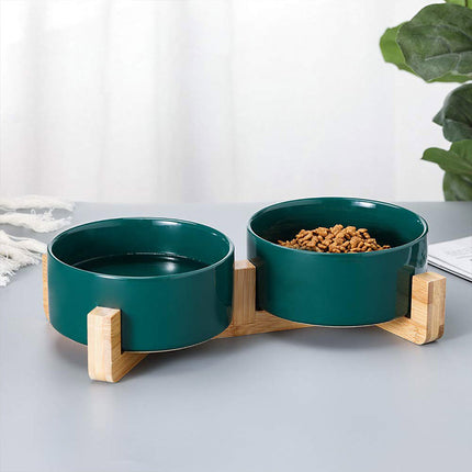 Ceramic Pet Bowl Double Cat Food Bowl Dog Water Bowl Feeding Drinking Bowl Set