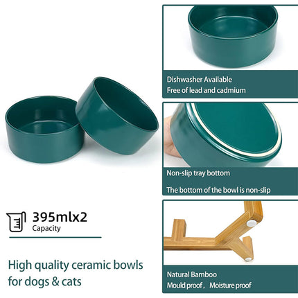 Ceramic Pet Bowl Double Cat Food Bowl Dog Water Bowl Feeding Drinking Bowl Set