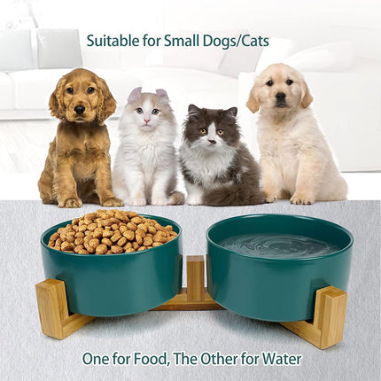 Ceramic Pet Bowl Double Cat Food Bowl Dog Water Bowl Feeding Drinking Bowl Set