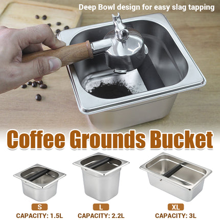 Stainless Steel Coffee Grounds Bucket Anti Splash Easy Clean for Home Cafe Use