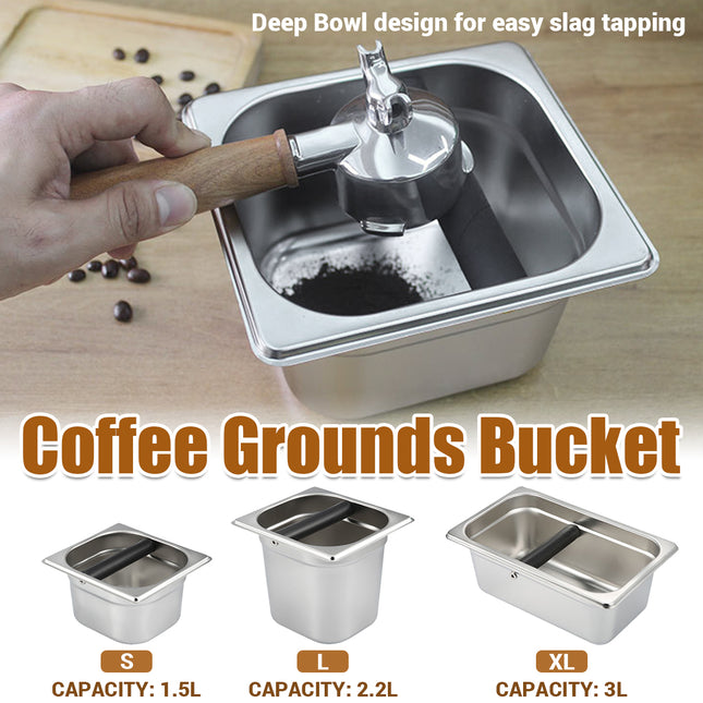 Stainless Steel Coffee Grounds Bucket Anti Splash Easy Clean for Home Cafe Use