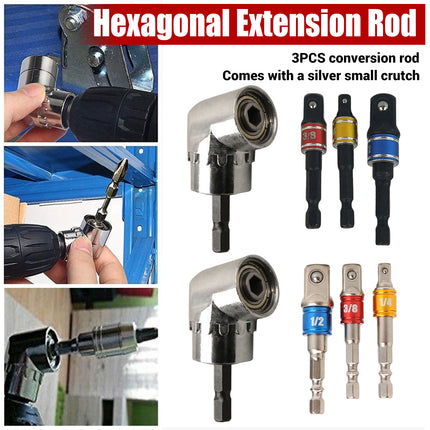 Socket Adapter Set Hex Shank to 1/4in 3/8in 1/2in Impact Driver Drill 3pcs