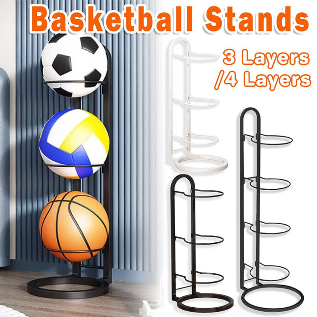 3/4Tier Basketball Stand Ball Organizer Storage Rack Basketball Equipment Holder