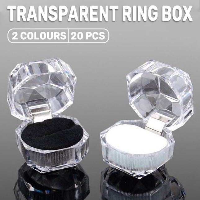 20pcs Acrylic Octagonal Jewelry Ring Earrings Box Transparent Display Cases