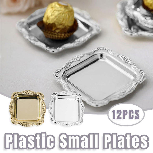 Plastic Square Plates 12pcs Small Reusable Serving Dishes for Party Dinner