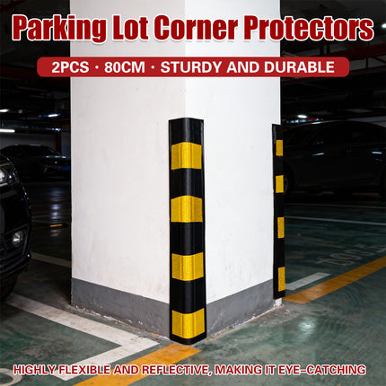 2PCS Parking Lot Corner Protector Heavy Duty Rubber Highlight Reflection Durable