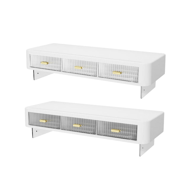 Desktop Monitor Stand Riser 54x21x15cm 3 Drawer Storage White Black for Office